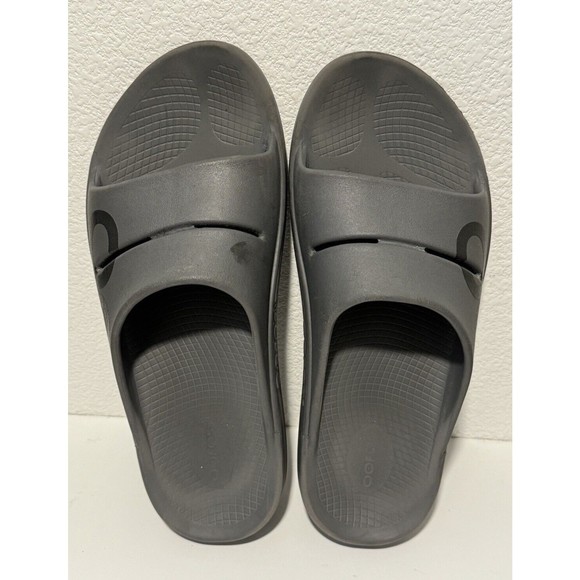 OOFOS OOahh Recovery Slip On Sandals Unisex Mens Sz 11 Womens Sz 13 Gray GUC
